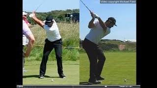 Jon Rahm golf swing  Long Iron faceon amp downtheline July 2017 [upl. by Brander]