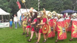 Roman Reenactment at the Amphitheatre in Caerleon Marching In [upl. by Ahsha817]