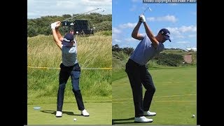 Justin Thomas golf swing  Long Iron faceon amp downtheline July 2017 [upl. by Eicrad]