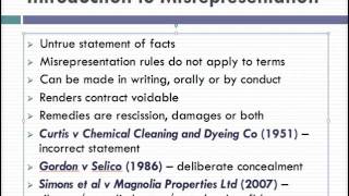 Misrepresentation Lecture 1 of 4 [upl. by Aili314]